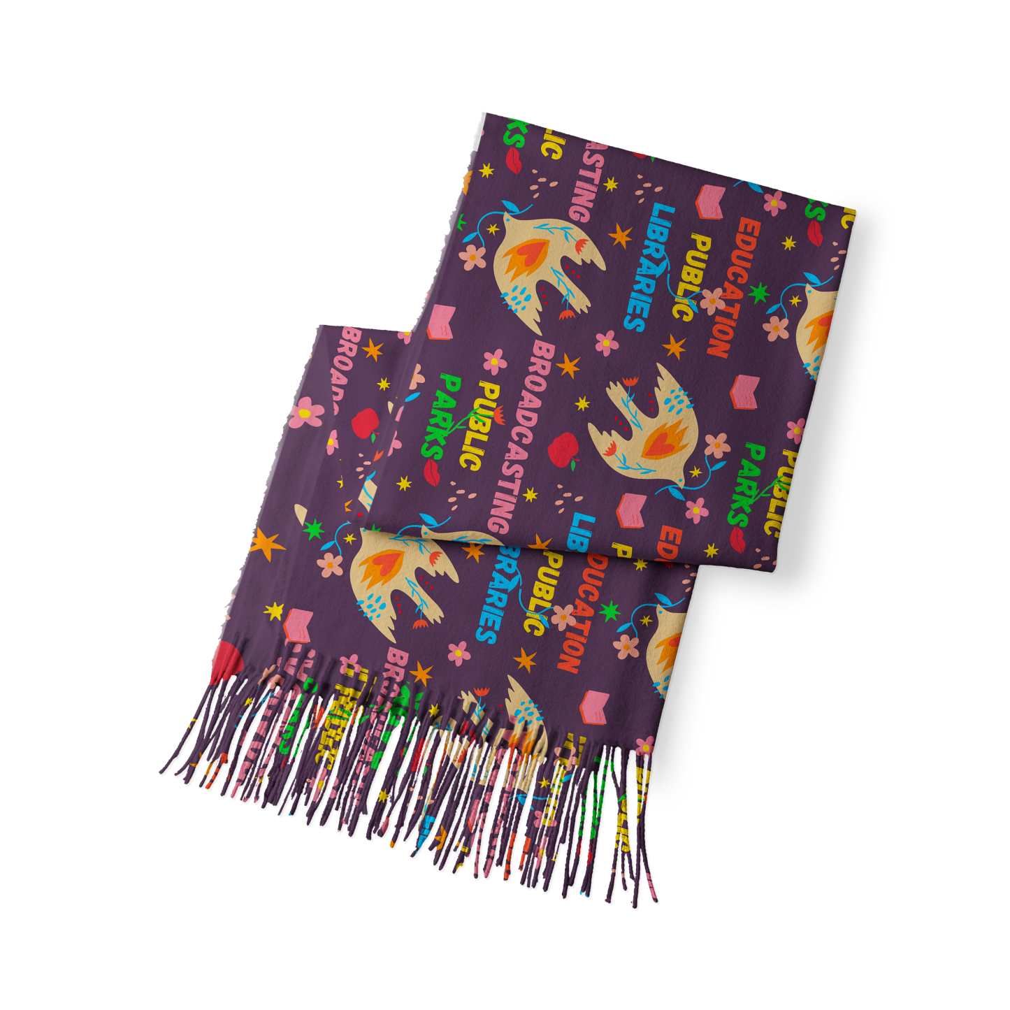 Pagewings Public Libraries Long Fringe Scarf
