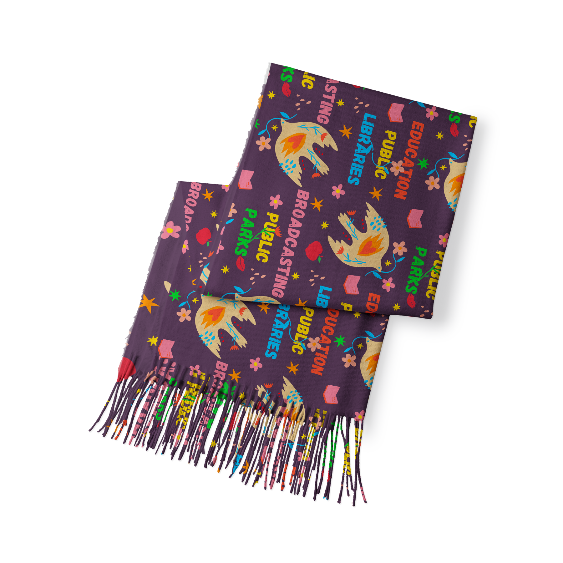 Pagewings Public Libraries Long Fringe Scarf