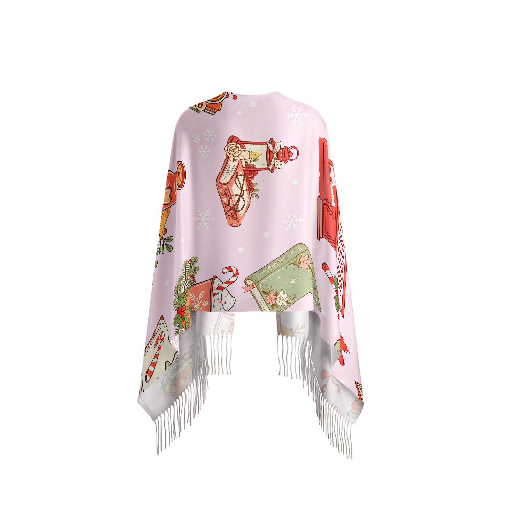 Pagewings Christmas Book Store Long Fringe Scarf 