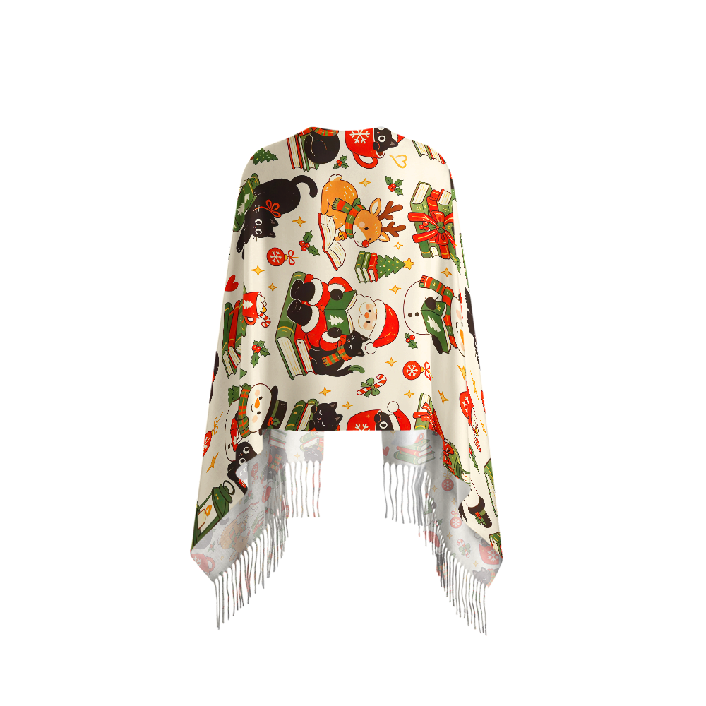 Pagewings Christmas Book Lover Long Fringe Scarf 