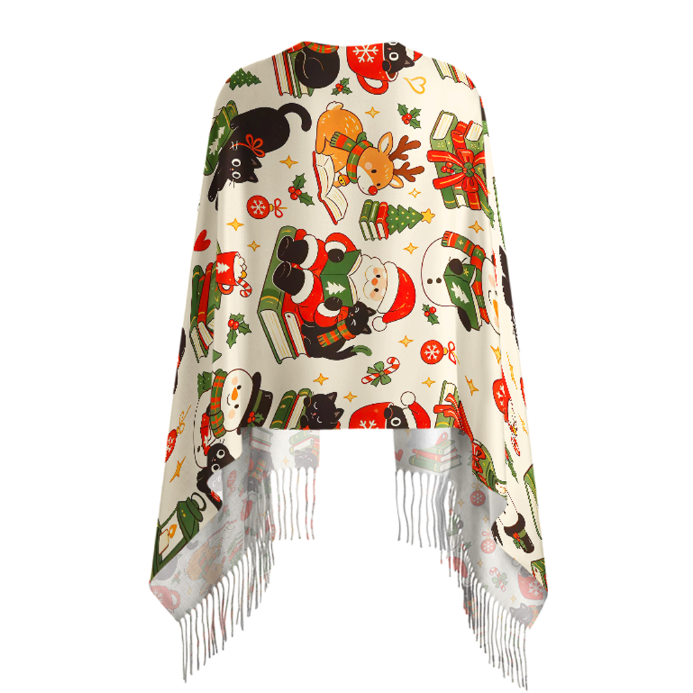 Pagewings Christmas Book Lover Long Fringe Scarf 