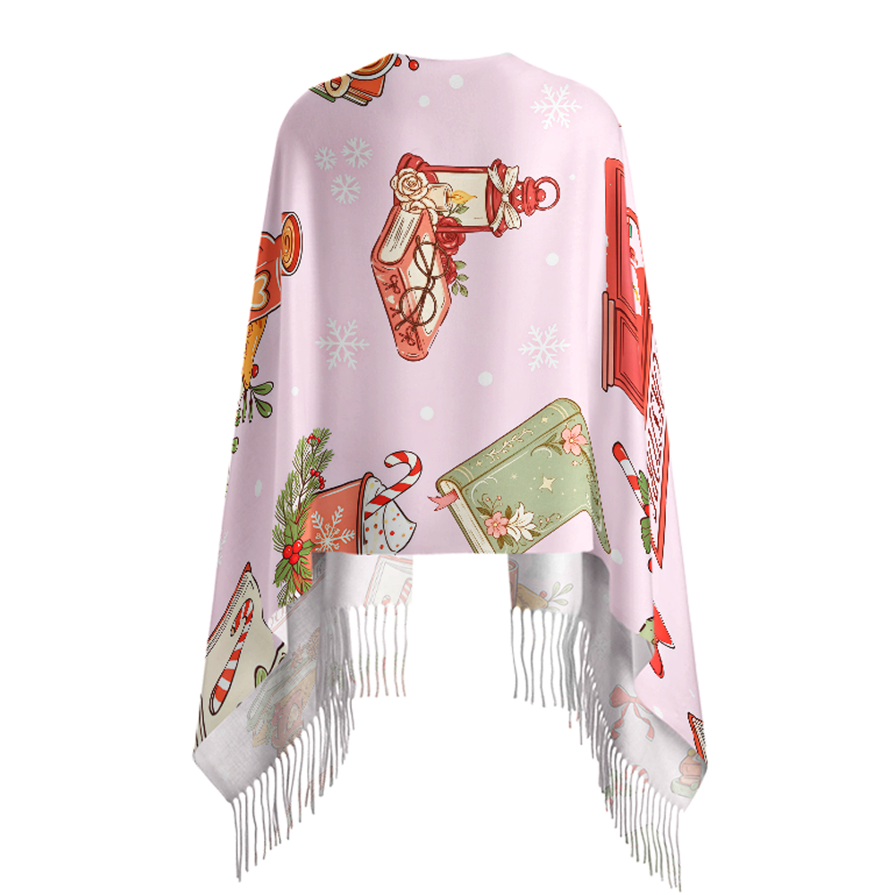 Pagewings Christmas Book Store Long Fringe Scarf 