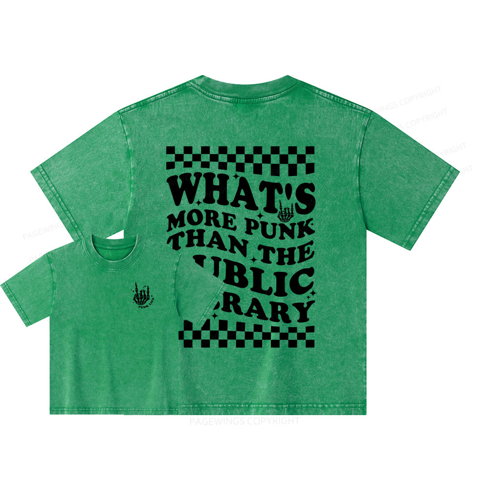 Pagewings punk the public library Unisex Kids Washed T-shirt