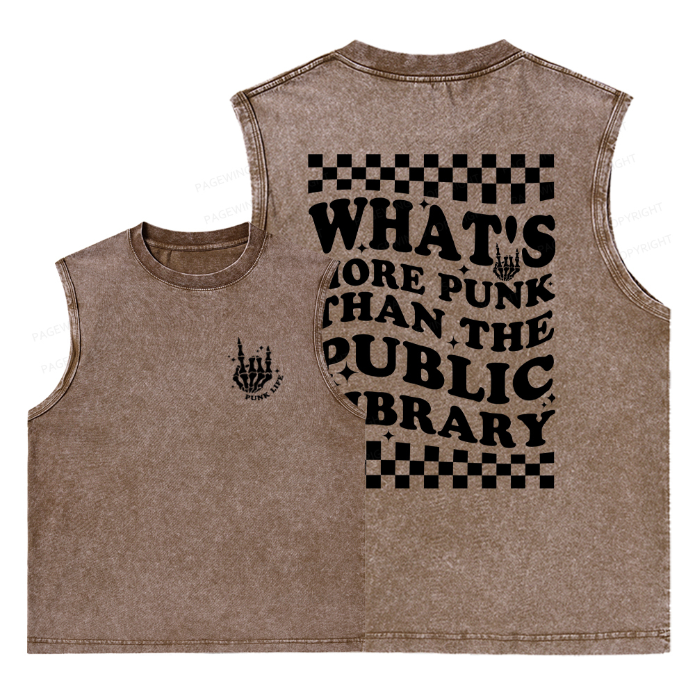 Pagewings punk the public library Unisex Washed Tank Top