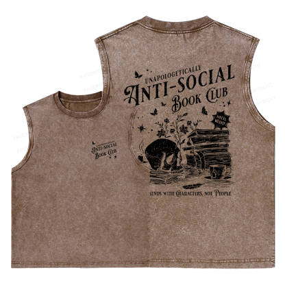 Pagewings Anti-social Book Club Comfort Colors Unisex Washed Tank Top