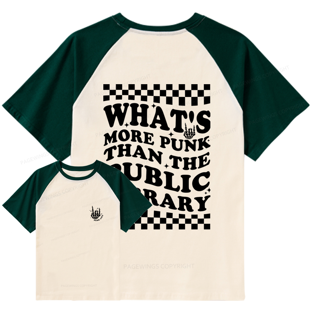 Pagewings punk the public library Raglan T-shirt