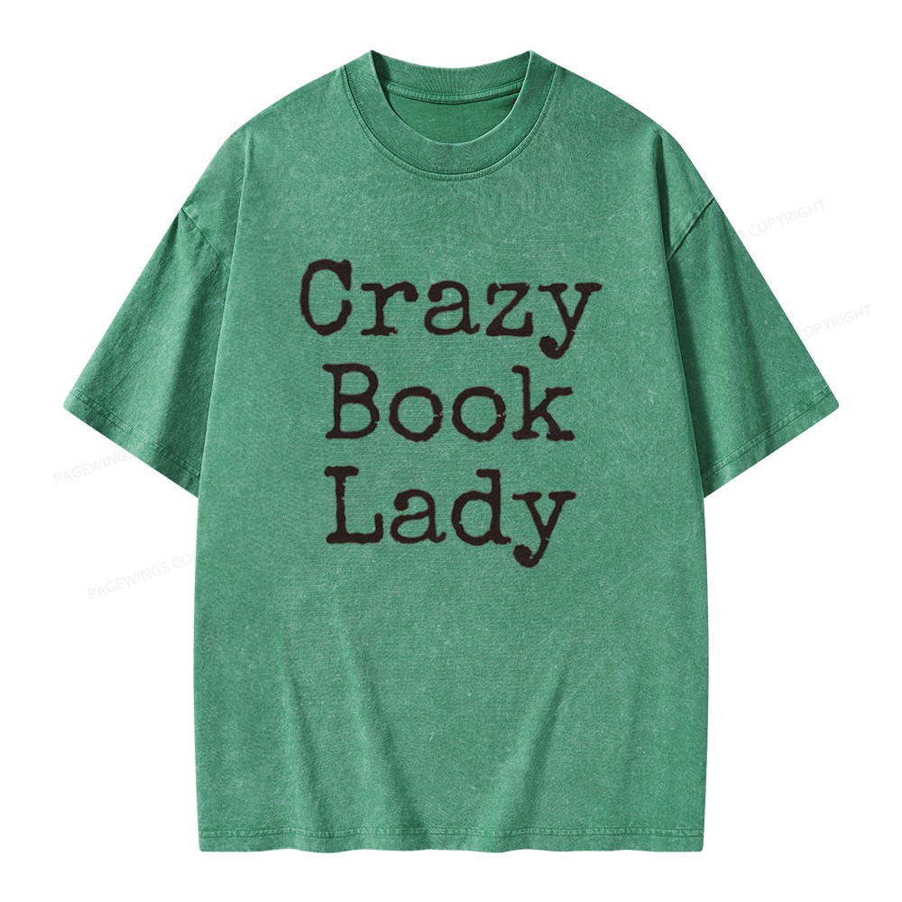 Pagewings Crazy Book Lady Unisex Washed T-shirt
