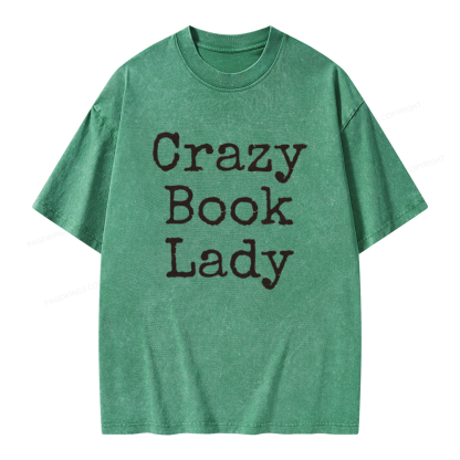 Pagewings Crazy Book Lady Unisex Washed T-shirt