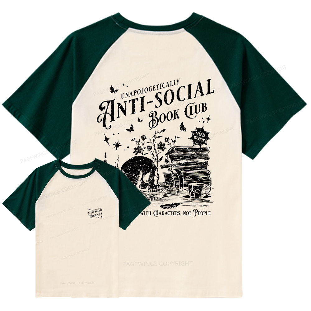 Pagewings Anti-social Book Club Comfort Colors Shirt Raglan T-shirt