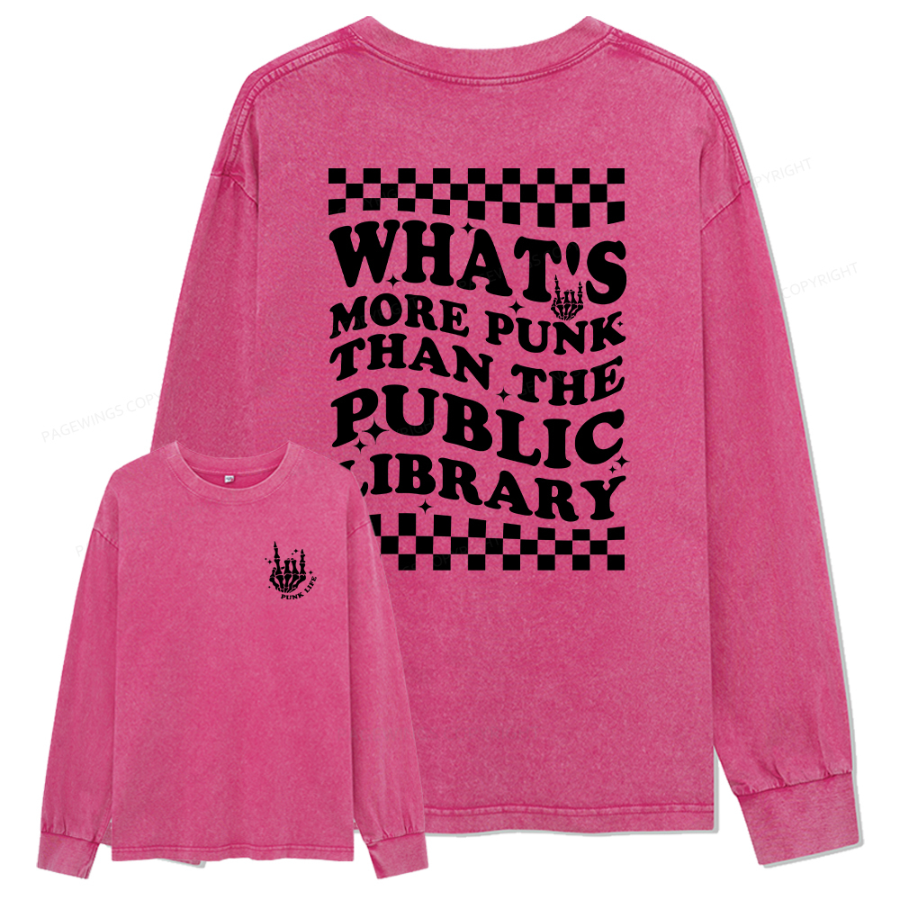 pagewings punk the public library Unisex Washed Long Sleeve T-shirt