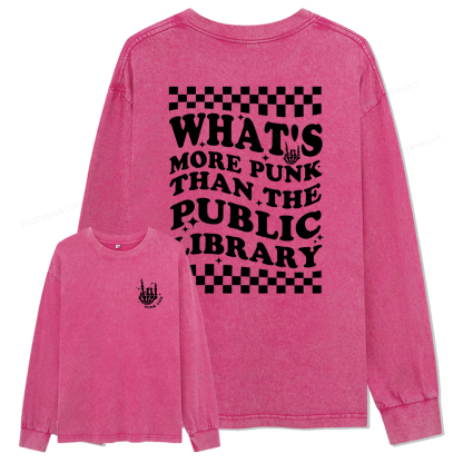 pagewings punk the public library Unisex Washed Long Sleeve T-shirt