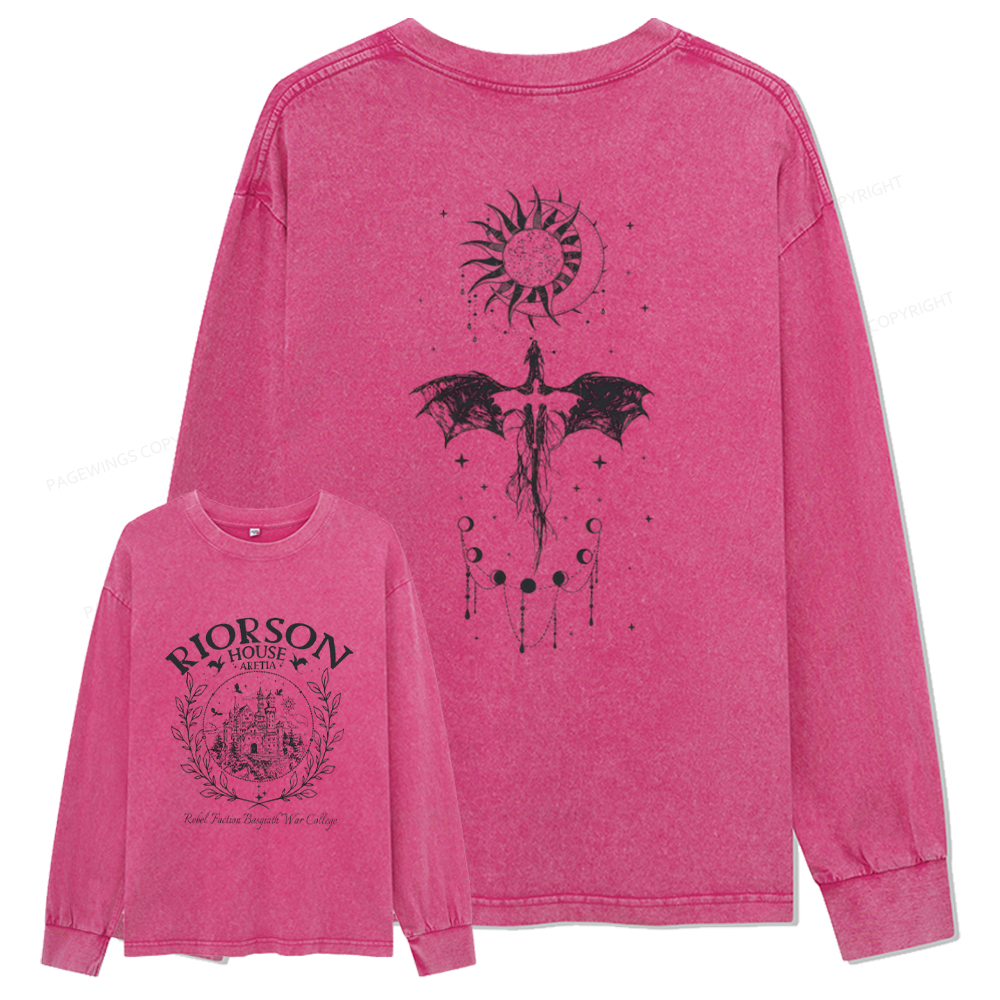 pagewings Fourth Wing Unisex Washed Long Sleeve T-shirt