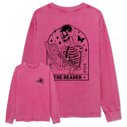 pagewings The Reader Tarot Card Shirt Unisex Washed Long Sleeve T-shirt