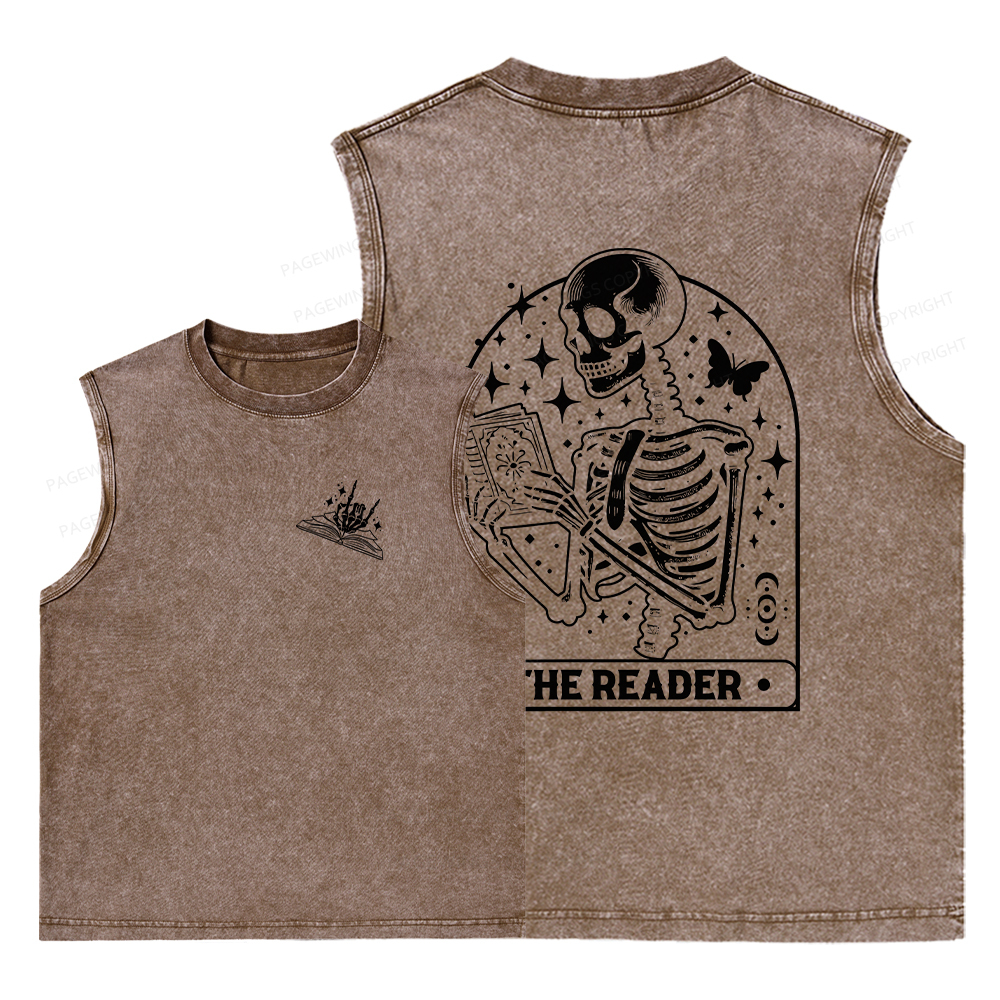 Pagewings The Reader Tarot Card Shirt Unisex Washed Tank Top