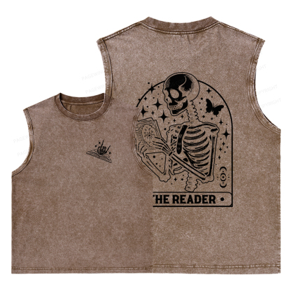 Pagewings The Reader Tarot Card Shirt Unisex Washed Tank Top