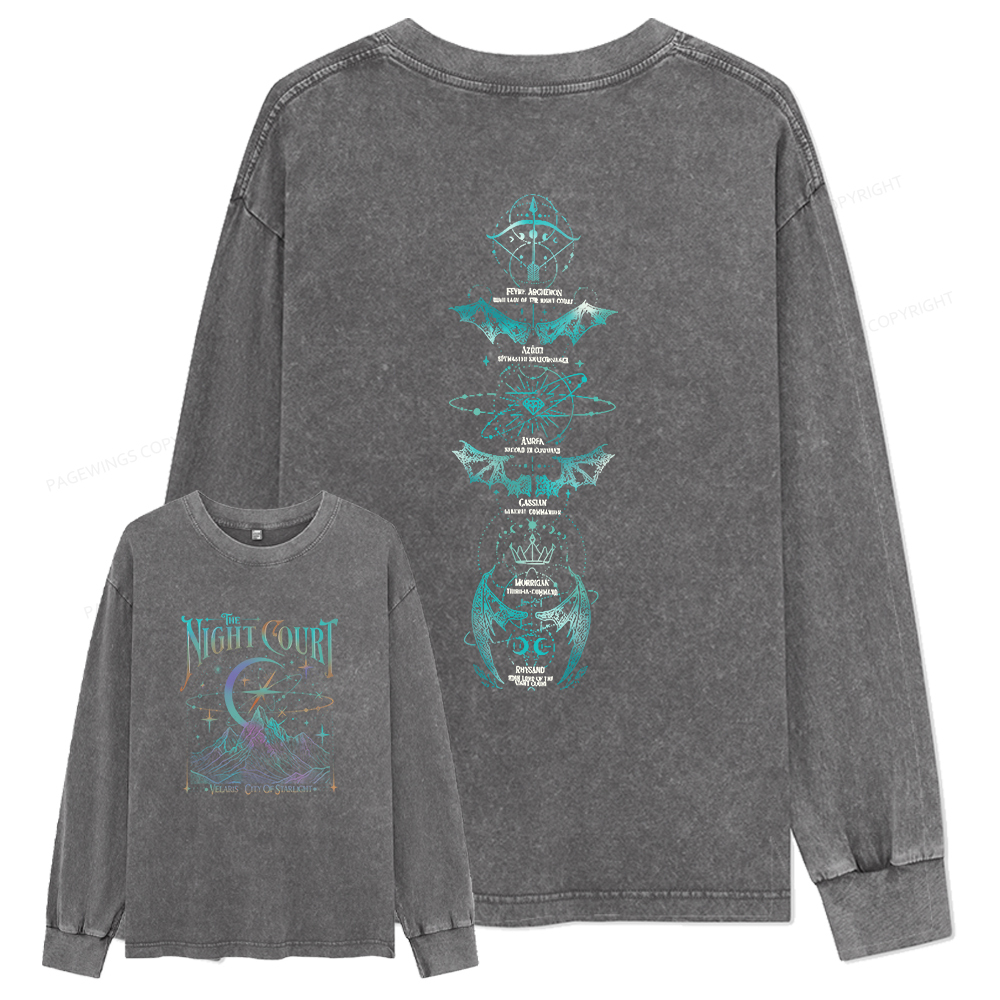 pagewings The Night Court Unisex Washed Long Sleeve T-shirt