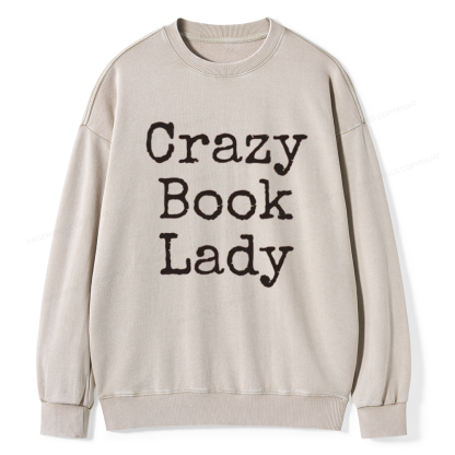 Pagewings Crazy Book Lady Unisex Washed Sweatshirt