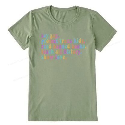 Pagewings Protect Trans Kids Teach All History Show Love Unisex Classic T-shirt