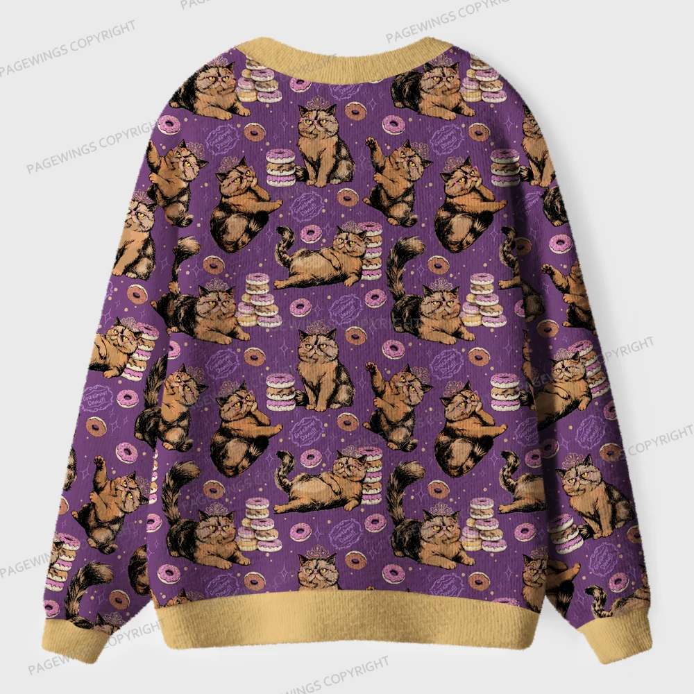 Pagewings God Dammit Donut Unisex Ugly Cardigan Sweaters