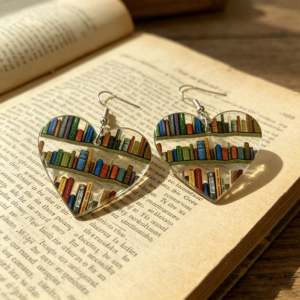 Pagewings Bibliophile Heart Earrings