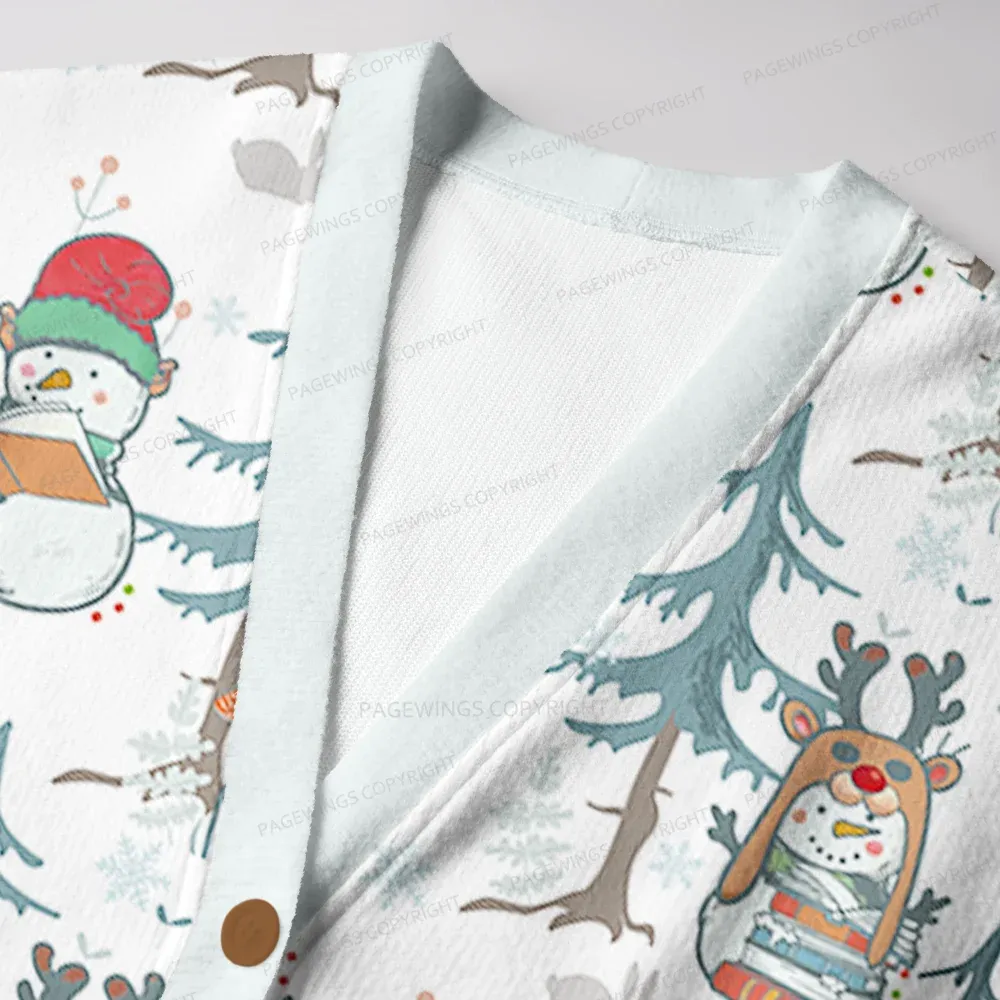 Pagewings  Winter Snowman  Unisex Ugly Cardigan Sweaters