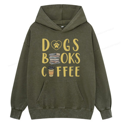 Pagewing Dogs, Books, Coffee Unisex Washed Hoodie