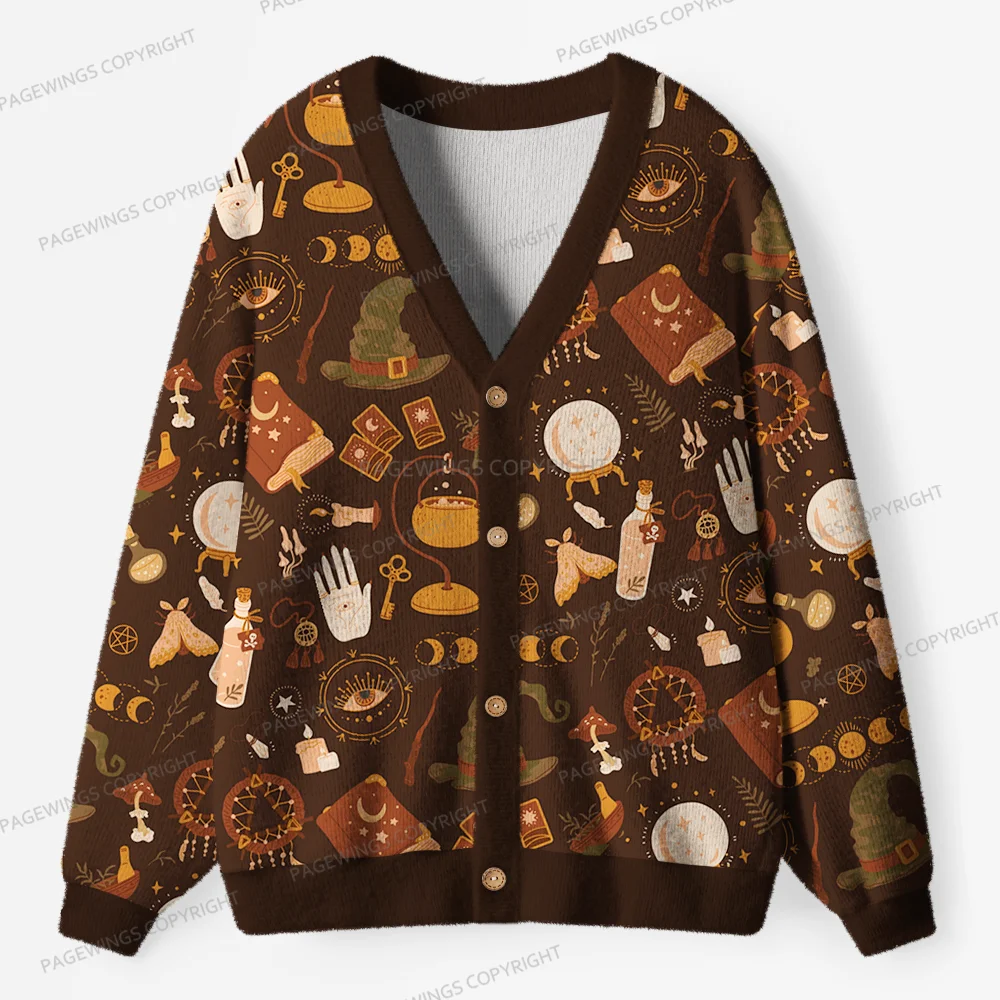 Pagewings Cozy Books And Tea Unisex Ugly Cardigan Sweaters