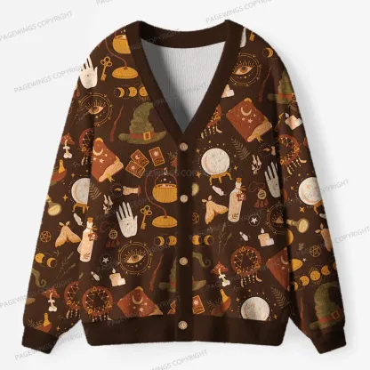 Pagewings Cozy Books And Tea Unisex Ugly Cardigan Sweaters