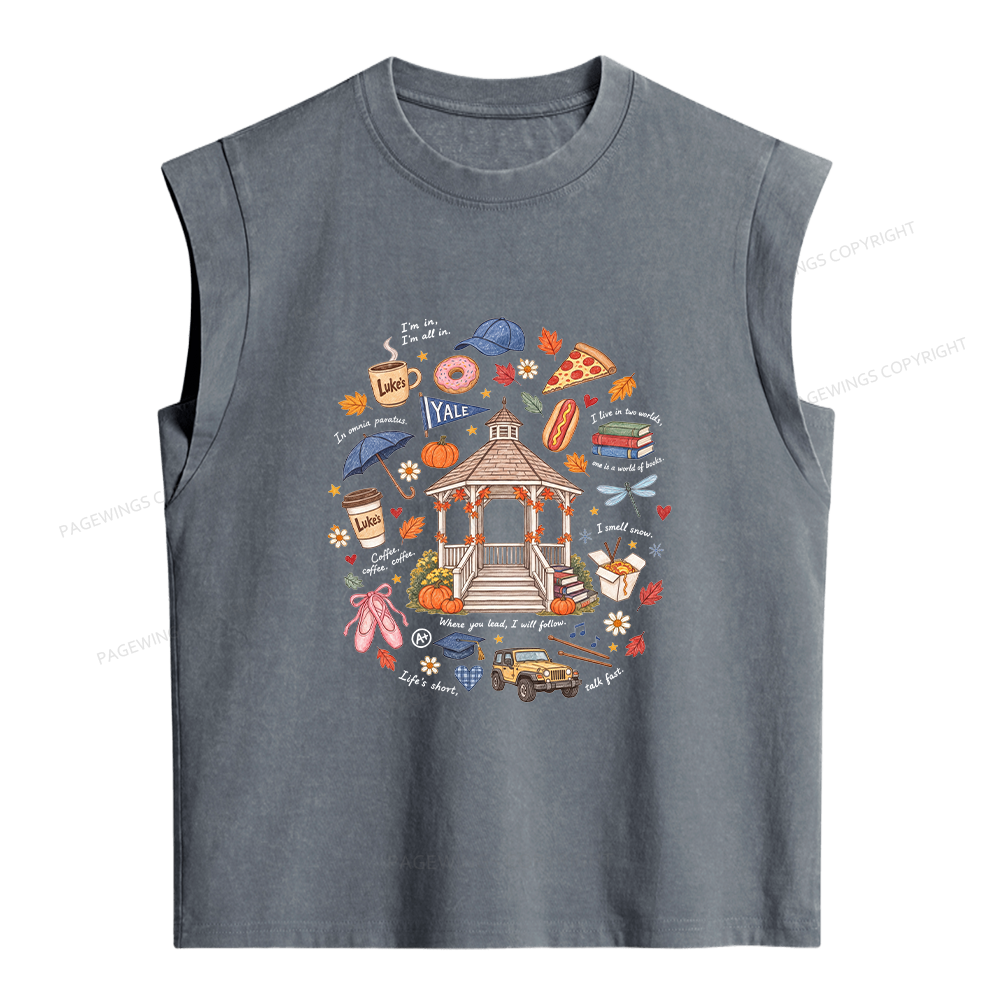 Pagewings Cozy Autumn Book Lover Women's Washed Tank Top