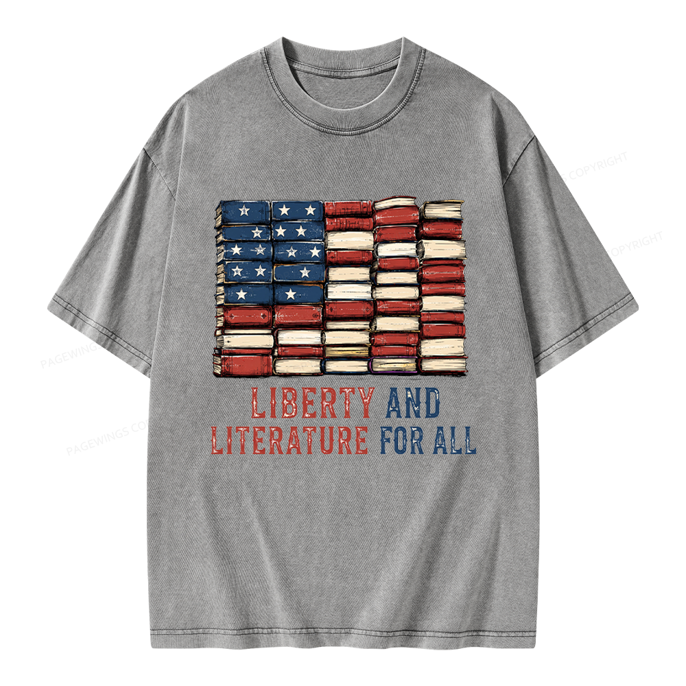 Pagewings Liberty and Literature Unisex Washed T-shirt