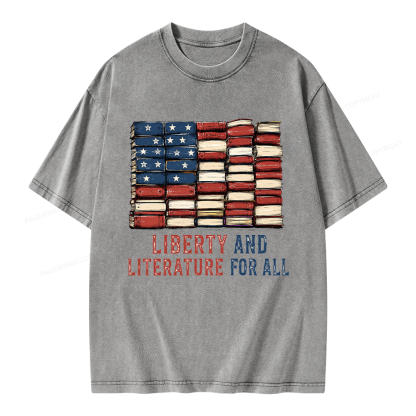 Pagewings Liberty and Literature Unisex Washed T-shirt