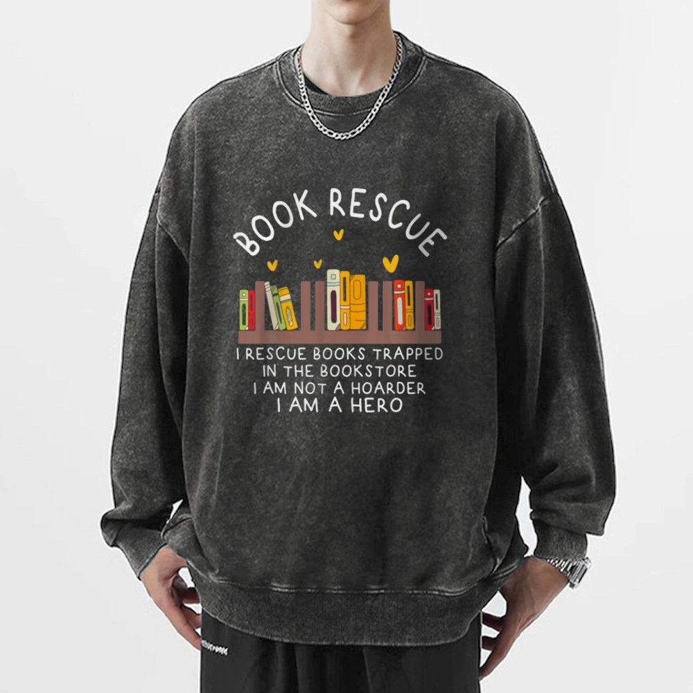 Pagewings Book Rescue Unisex Washed Sweatshirt