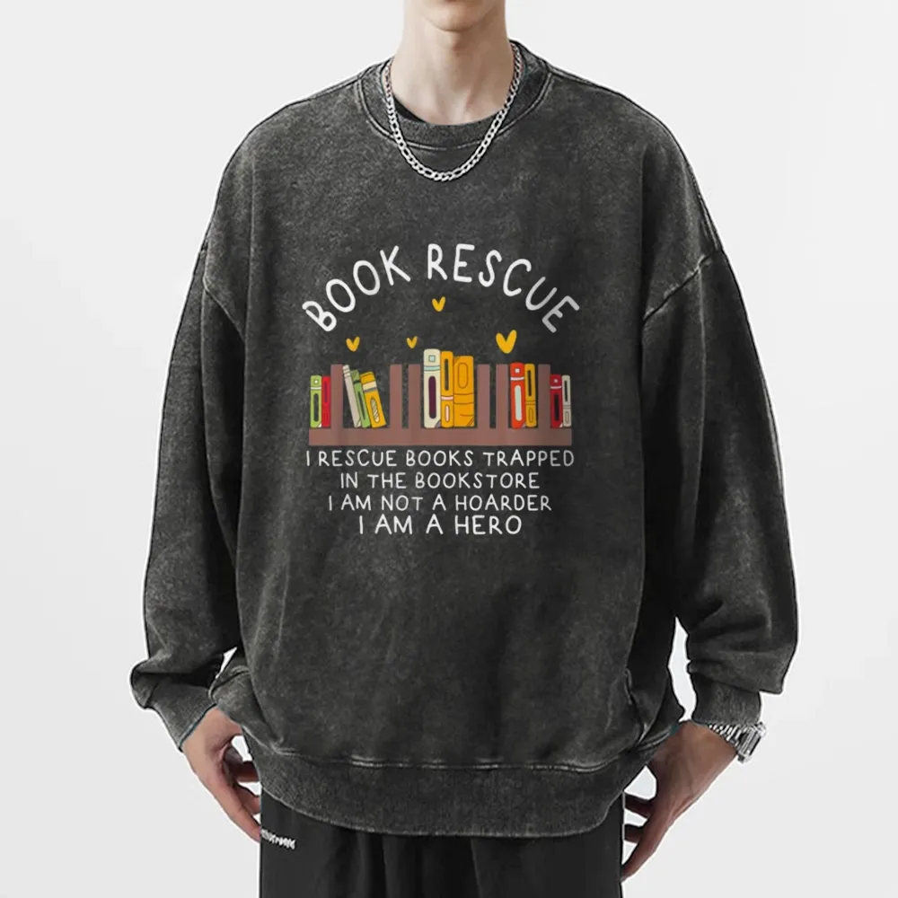 Pagewings Book Rescue Unisex Washed Sweatshirt