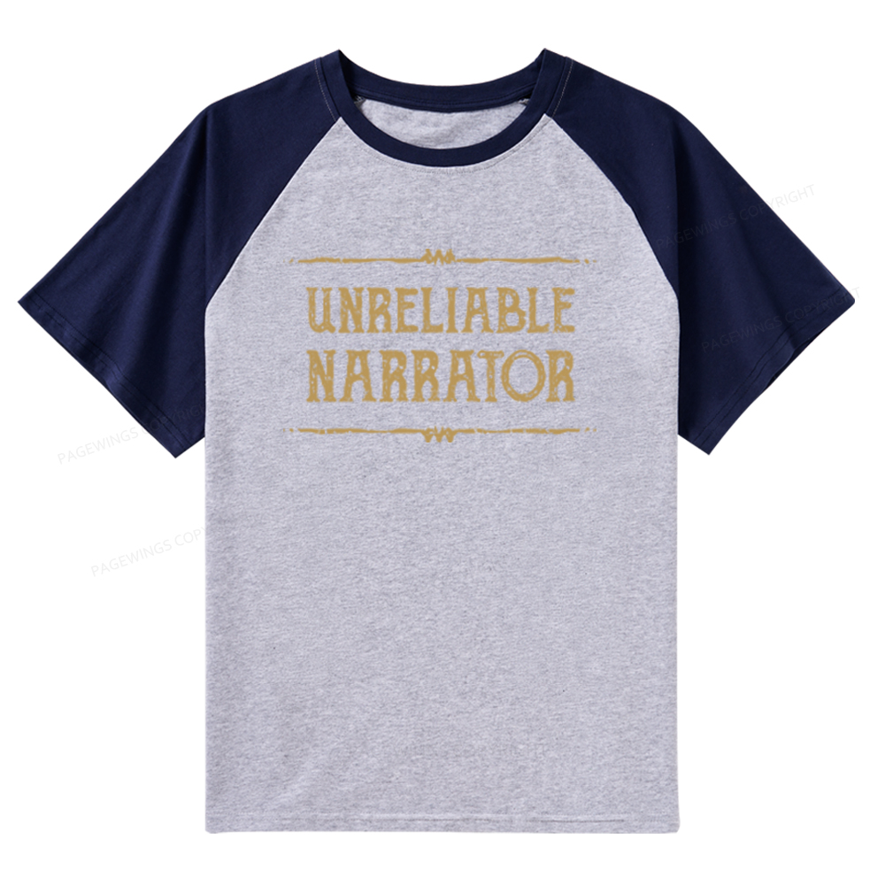 Pagewings Unreliable Narrator Raglan T-shirt
