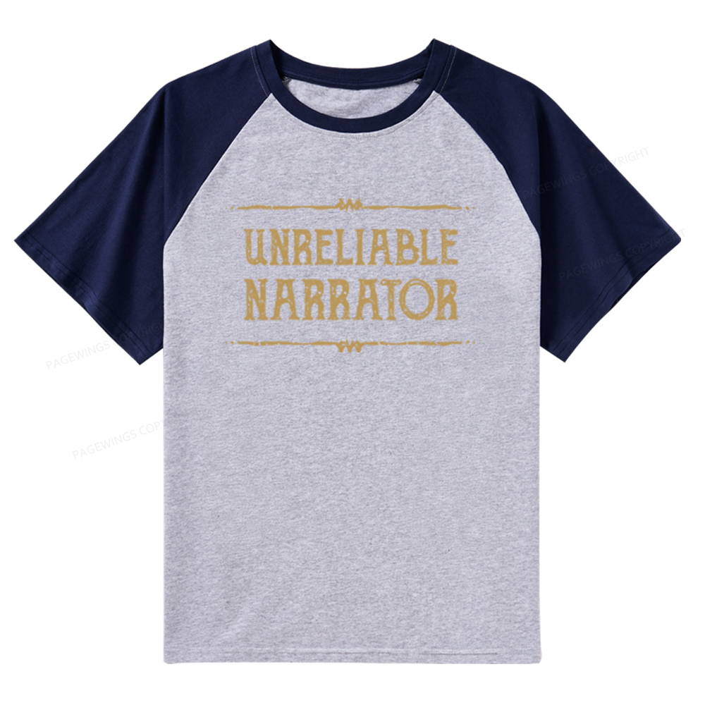 Pagewings Unreliable Narrator Raglan T-shirt