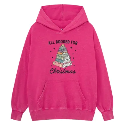 Pagewings All Booked For Christmas Unisex Washed Hoodie