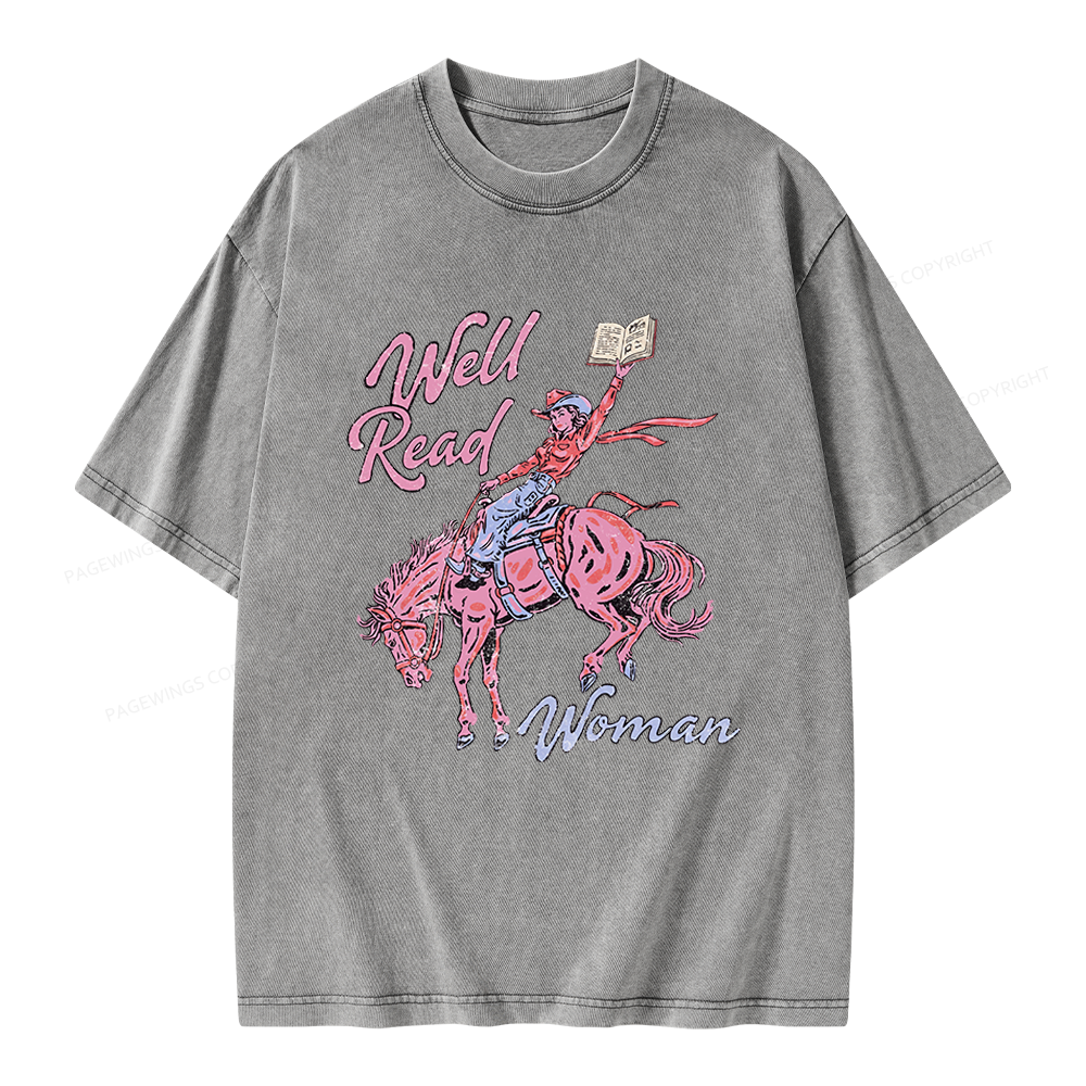 Pagewings Well Read Woman Unisex Washed T-shirt