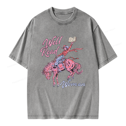 Pagewings Well Read Woman Unisex Washed T-shirt