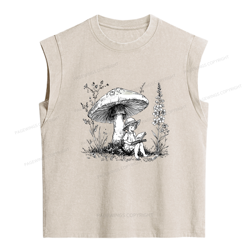 Pagewings Woodland Girl Reading Women's Washed Tank Top