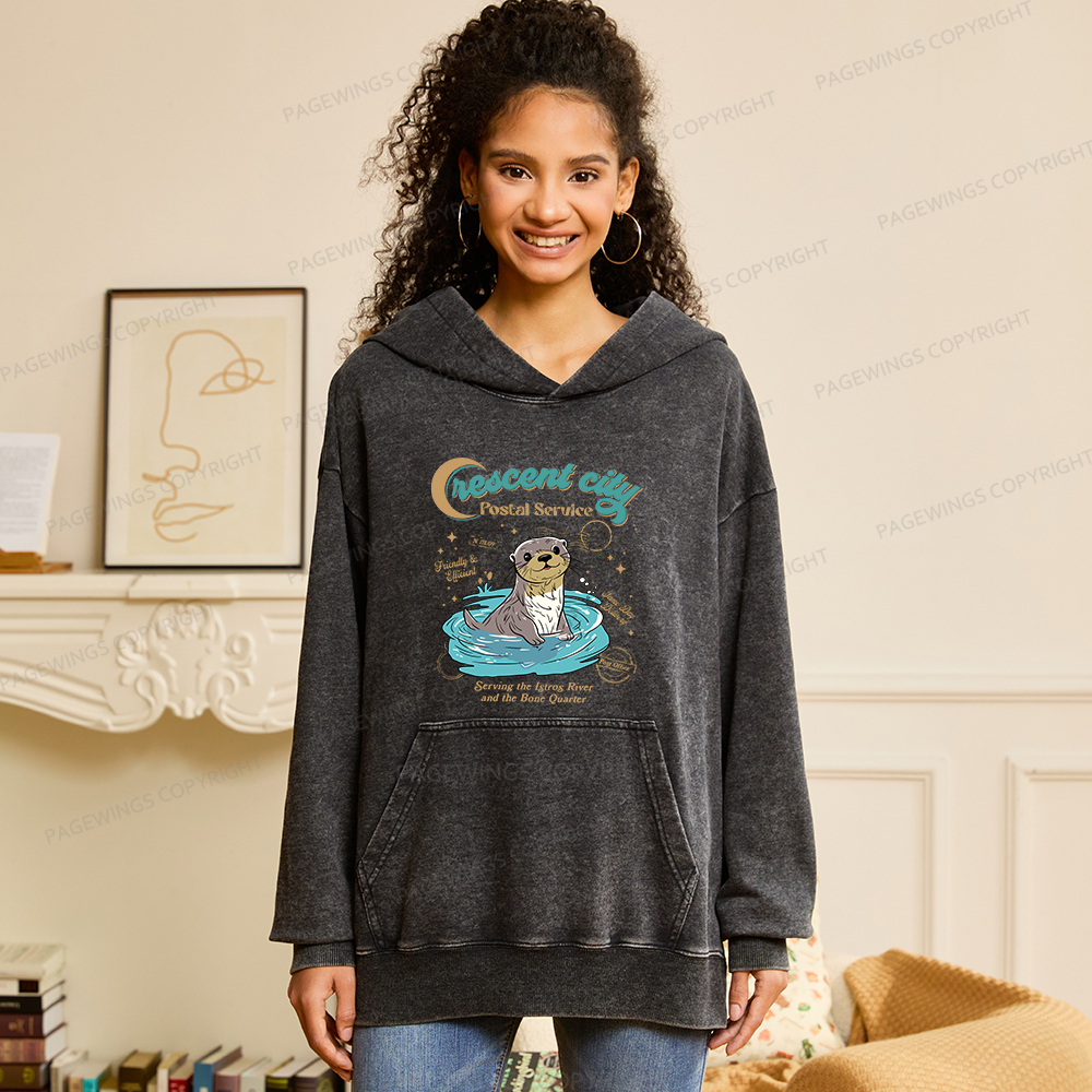 Pagewings Crescent City Postal Service Unisex Washed Hoodie