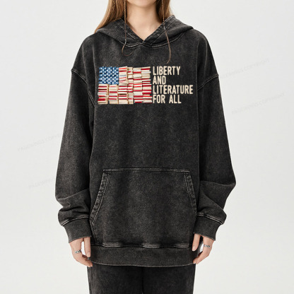 Pagewings Liberty And Literature For All Unisex Washed Hoodie