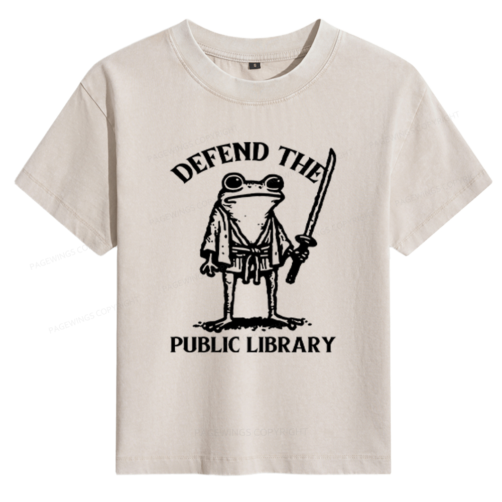 Pagewings Defend Your Public Library Women's Washed T-shirt