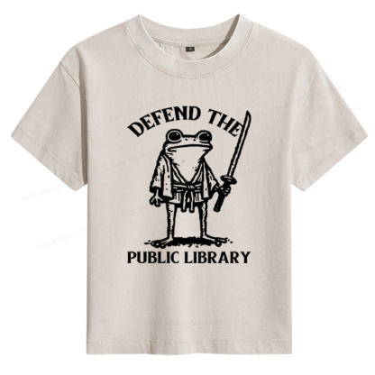 Pagewings Defend Your Public Library Women's Washed T-shirt