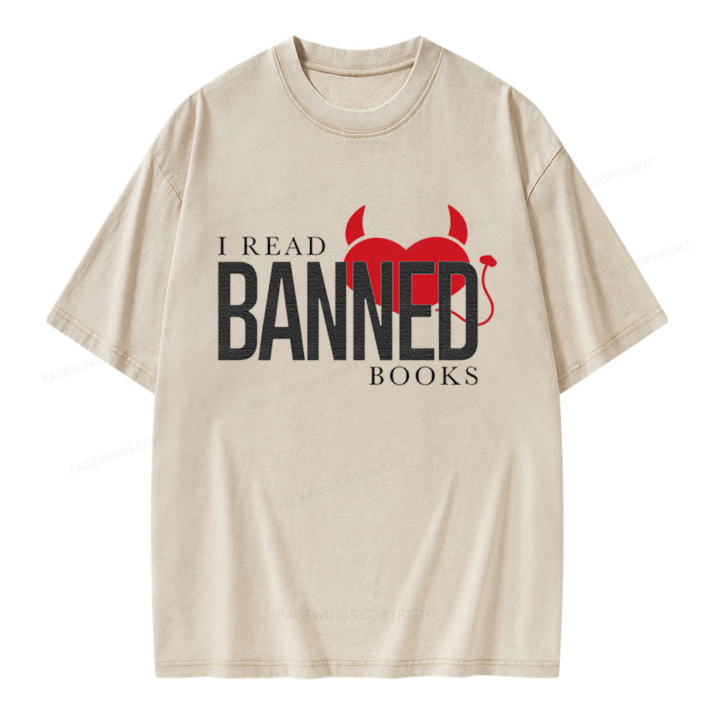 Pagewings I Read Banned Books Unisex Washed T-shirt