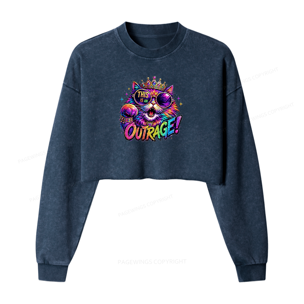 Pagewings Sci-Fi Book Lover Washed Crop Sweatshirt
