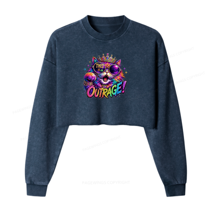 Pagewings Sci-Fi Book Lover Washed Crop Sweatshirt