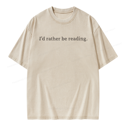 Pagewings Embroidered I'd Rather Be Reading Unisex Washed T-shirt