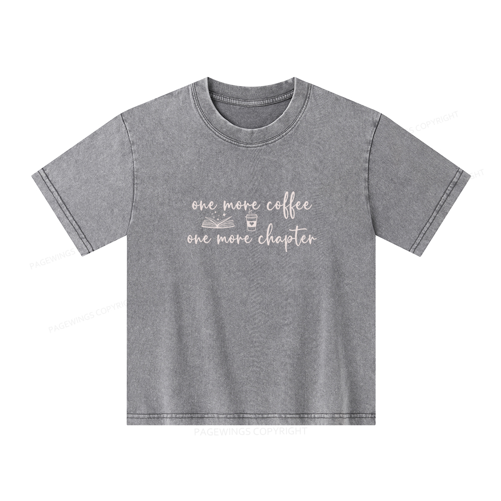 Pagewings Just One More Coffee and Books Unisex Kids Washed T-shirt