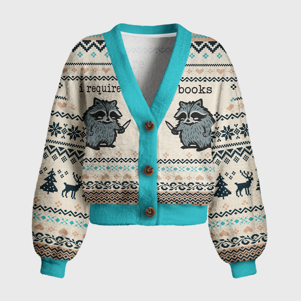 Pagewings I Require Books Women's Cardigan Sweater