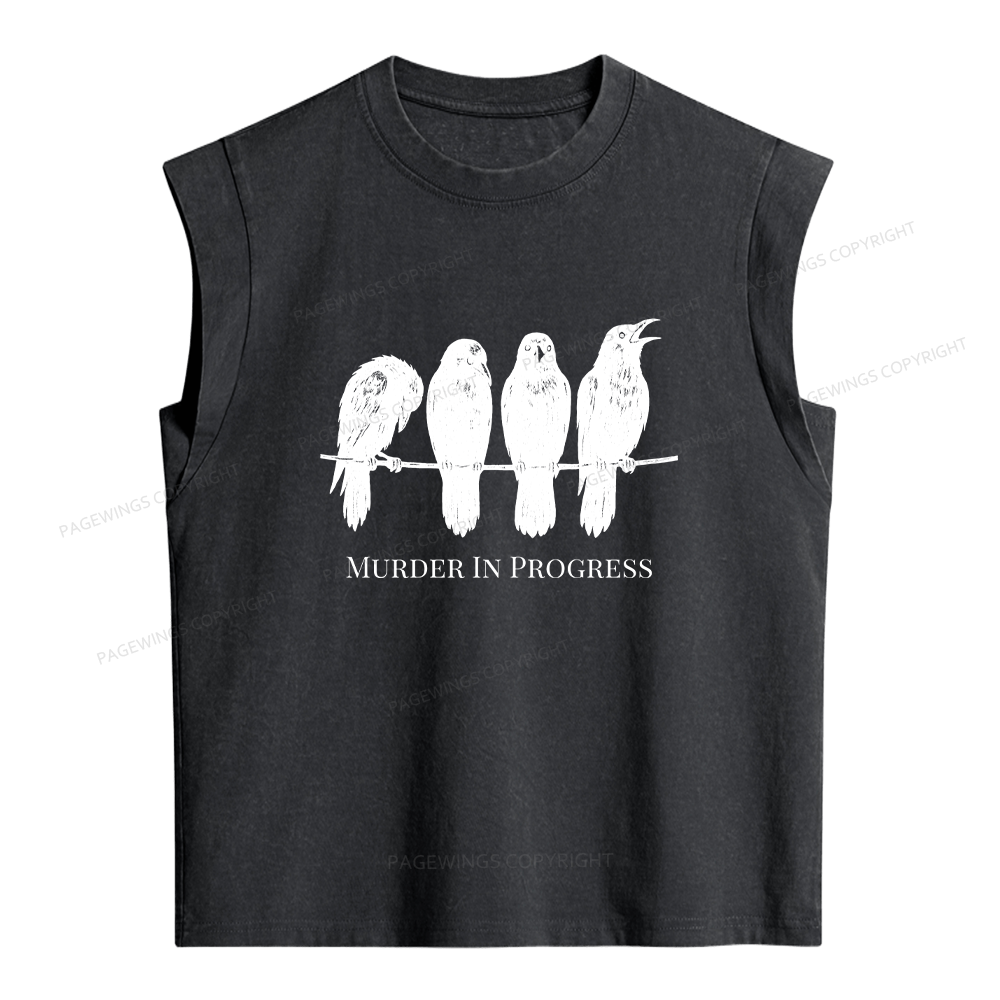 Pagewings Murder In Progress Women's Washed Tank Top